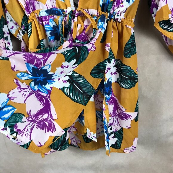 Say What Women's Floral Kimono, Gold Floral NWT MEDIUM - Picture 6 of 10
